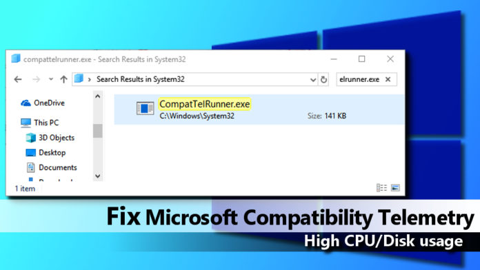 Microsoft compatibility telemetry, Microsoft Compatibility Telemetry high disk