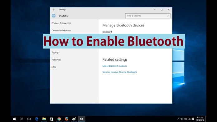 enable bluetooth windows 10