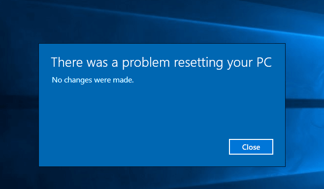there was a problem resetting your pc