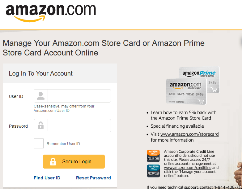 Amazon Store Card Login