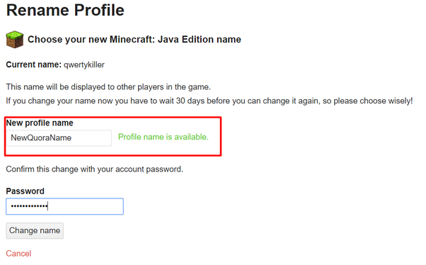 Minecraft change name, change minecraft username